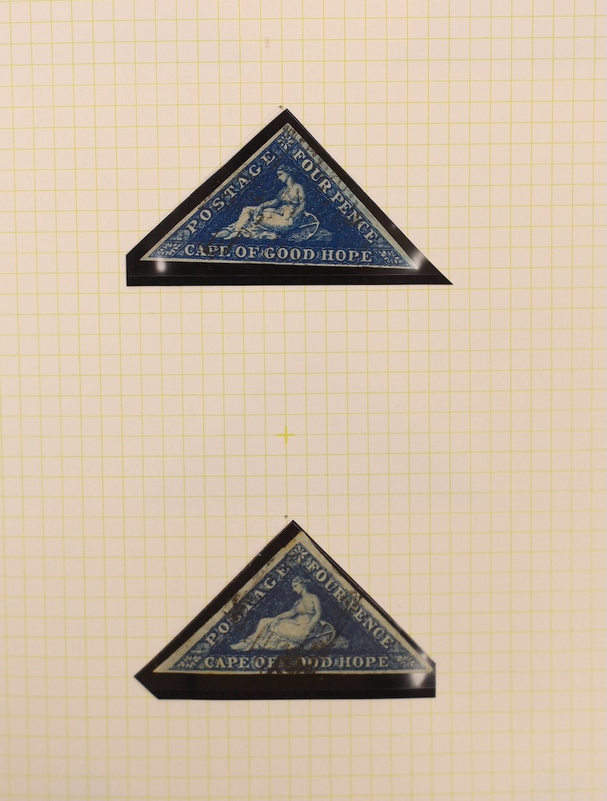 Cape of Good Hope - fine collection in 2 albums and stock book from 1853 1d used pair, 4d block of three used (and certificate), 1859 1sh dark green mint pair, 1861 1d woodblock used (sg 13a), 1863-64 1d, 4d and 6d mint